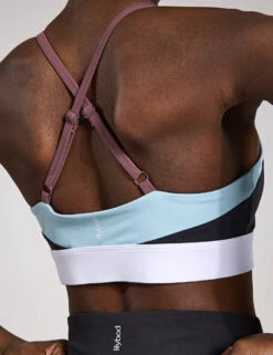 Limitless Sports Bra - Charcoal/Pale Blue -The Sports Edit Store Lilybod LIMITLESS Sports Bra Charcoal with Pale Blue LC103 CH BB 0028