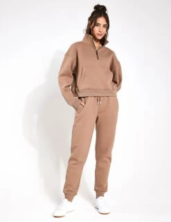 Millie Slim Fleece Track Pant - Taupe -The Sports Edit Store Lilybod Millie Slim Fleece Trackpant LL88 TP Taupe 0001
