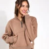 Rihanna Sweat - Taupe -The Sports Edit Store Lilybod RIHANNA 1 4 ZIP UP SWEAT LT77 TP Taupe 0007