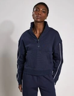 The Rihanna Set - Navy Blue/White Piping -The Sports Edit Store Lilybod RIHANNA sweat Navy Blue white piping LT77 NB 0005