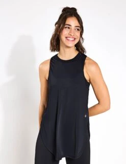 Lilybod Zela Tank Top - Black Relaxed Longline Activewear