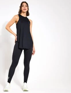 Lilybod Zela Tank Top - Black Relaxed Longline Activewear -The Sports Edit Store Lilybod ZELA MESH Tank LT53 B Black 0016