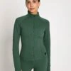 Zuri Contoured Zip Thru Top - Deep Green -The Sports Edit Store Lilybod ZURI contoured zip thru top LT123 DG Deep Green 0005