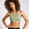 Nike Swoosh Sports Bra - Oil Green/White -The Sports Edit Store NIKE W NK DF SWSH 1PP BRA BV3636 386 OIL GREEN WHITE 0001