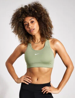 Nike Swoosh Sports Bra - Oil Green/White