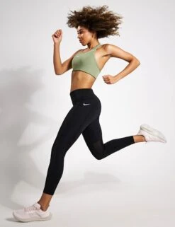 Nike Swoosh Sports Bra - Oil Green/White -The Sports Edit Store NIKE W NK DF SWSH 1PP BRA BV3636 386 OIL GREEN WHITE 0002