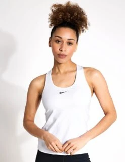 Nike Swoosh Padded Sports Bra Tank - White/Stone Mauve/Black