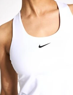 Nike Swoosh Padded Sports Bra Tank - White/Stone Mauve/Black -The Sports Edit Store NIKE swoosh bra tank white mauve black dv9897 100 DV9897 100 S 0029