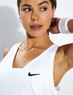 NikeCourt Victory Tank - White/Black -The Sports Edit Store Nike NikeCourt DR FIT VICTORY TANK CV4784 100 White Black 0019