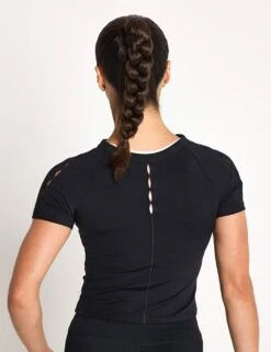 Nike One Fitted Dri-FIT Cropped Short-Sleeve Top - Black -The Sports Edit Store Nike One Fitted Dri FIT Cropped Short Sleeve Top Black HQ0248 010S 0022