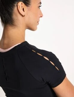 Nike One Fitted Dri-FIT Cropped Short-Sleeve Top - Black -The Sports Edit Store Nike One Fitted Dri FIT Cropped Short Sleeve Top Black HQ0248 010S 0031