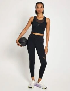 Nike Pro Dri-FIT Cropped Tank Top - Black/White -The Sports Edit Store Nike Pro Dri FIT Cropped Tank Top HJ1192 010S Black White 0027