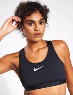 Nike Swoosh High Support Bra - Black/Iron Grey/White