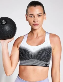 Nike Swoosh Flyknit Bra - High-Support Sports Bra in Black/White