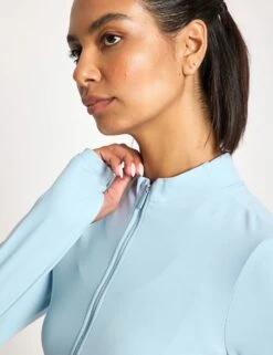 Nike Zenvy Full-Zip Long-Sleeve Top - Light Armory Blue/Cool Grey -The Sports Edit Store Nike Zenvy Full Zip Long Sleeve Top FV7423 440S Light Armory Blue Cool Grey 0031