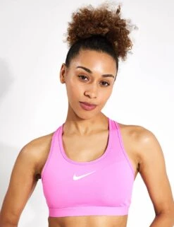 Nike Swoosh High Support Non-Padded Adjustable Sports Bra in Pink