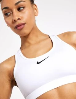 Nike Swoosh Medium Support Bra - White/Stone Mauve/Black -The Sports Edit Store Nike nike swoosh medium support bra white stone DX6821 100 0004