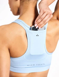 Nike Trail Swoosh On-The-Run Sports Bra - Light Armory Blue/Ashen Slate -The Sports Edit Store Nike trail swoosh on the run sports bra blue ashen slate fn2909 440 FN2909 440 S0049