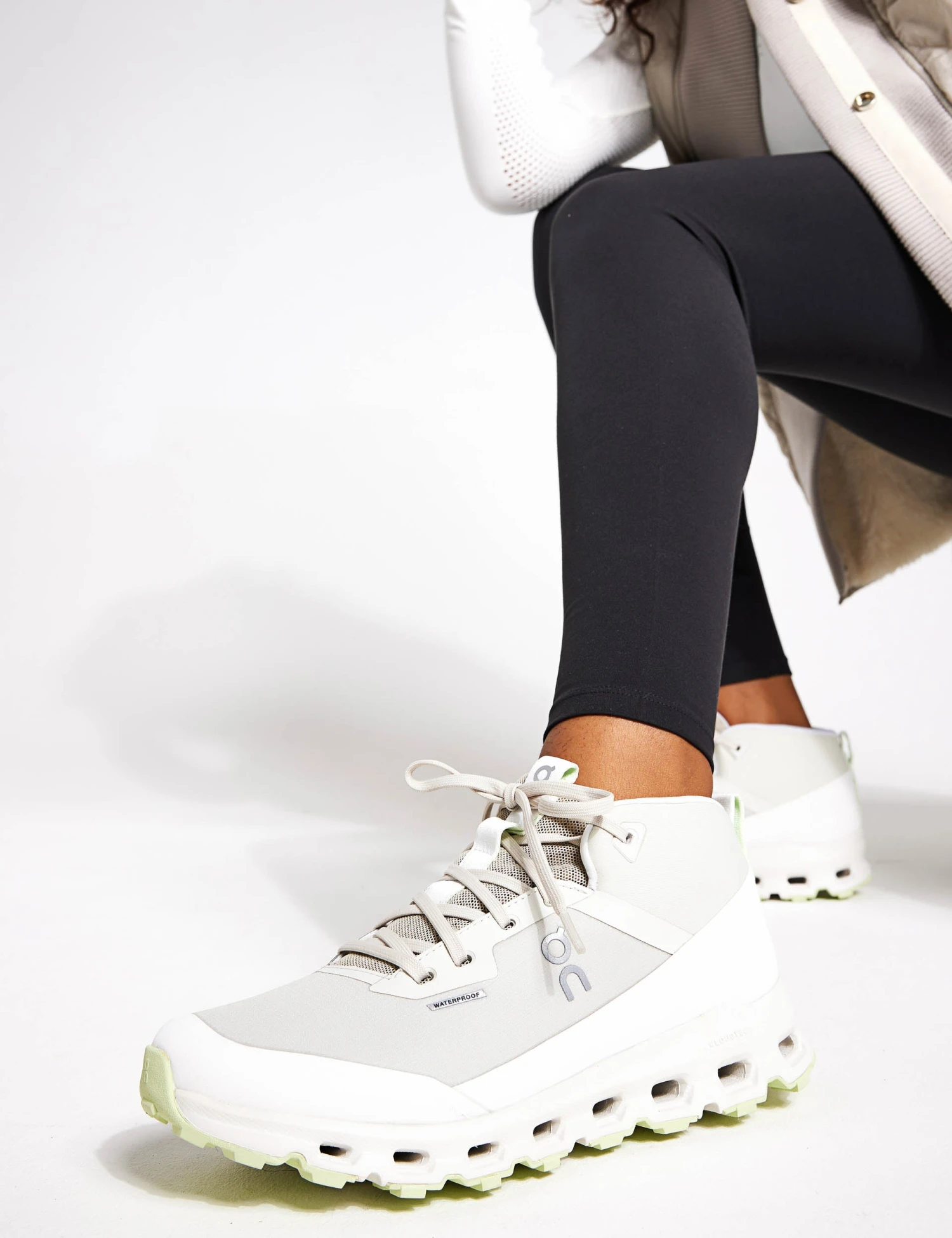 On Running Cloudroam Waterproof Shoes - Ice/Limelight 7 On Running Cloudroam Waterproof Shoes - Ice/Limelight - Image 5