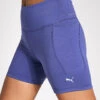 Puma Cloudspun High Waisted 5" Tight Shorts - Blue Crystal -The Sports Edit Store Puma Cloudspun High Waisted 5 Tight Shorts 52583746 S Blue Crystal 0014