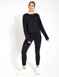 Sweaty Betty Essential Crop Long Sleeve T-Shirt - Black -The Sports Edit Store Sweaty Betty Essential Crop Long Sleeve T Shirt Black SB9689 001 S 0002