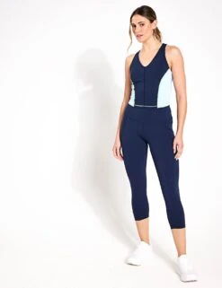 Sweaty Betty Power Cropped Gym Leggings - Navy Blue -The Sports Edit Store Sweaty Betty Power Cropped Gym Leggings Navy Blue SB4564PNA S 0001