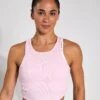 Under Armour Rival Rib Tank - Prime Pink/White -The Sports Edit Store Under Armour Rival Rib Tank Prime Pink White 1389798 647S 0003
