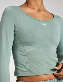Under Armour Train Seamless Long Sleeve - Silica Green/White -The Sports Edit Store Under Armour Train Seamless Long Sleeve 1379150 348S Silica Green White 0026