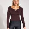 Under Armour Train Seamless Long Sleeve - Brown Obsidian/White -The Sports Edit Store Under Armour Train Seamless Long Sleeve Brown Obsidian White 1379150 227S 0009