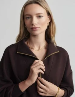 Varley Hawley Half Zip Sweat - Coffee Bean -The Sports Edit Store VAR01461 cobecoffeebean 1 3