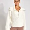 Varley Mentone Half-Zip Knit Pullover - Egret 2 Varley Mentone Half-Zip Knit Pullover - Egret -The Sports Edit Store Varley Mentone Knit VAR00615 Egret 0008
