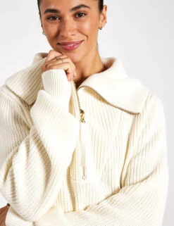Varley Mentone Half-Zip Knit Pullover - Egret -The Sports Edit Store Varley Mentone Knit VAR00615 Egret 0026