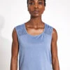 Varley Nova Seamless Crop Tank - Stone Blue 1 Varley Nova Seamless Crop Tank - Stone Blue -The Sports Edit Store Varley Nova seamless crop tank VAR01945 BLU Stone blue 0005