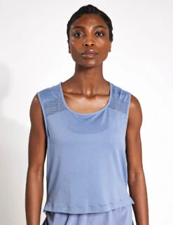 Varley Nova Seamless Crop Tank - Stone Blue