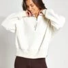 Varley Roselle Half Zip Fleece - Egret -The Sports Edit Store Varley ROSELLE HALF ZIP FLEECE VAR01167 egret 0004