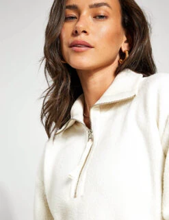 Varley Roselle Half Zip Fleece - Egret -The Sports Edit Store Varley ROSELLE HALF ZIP FLEECE VAR01167 egret 0018