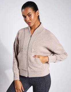 Varley Rosanne Zip Through Sweat - Taupe Marl