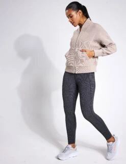 Varley Rosanne Zip Through Sweat - Taupe Marl -The Sports Edit Store Varley Rosanne Zip Through Sweat VAR01350 Taupe Marl 0013
