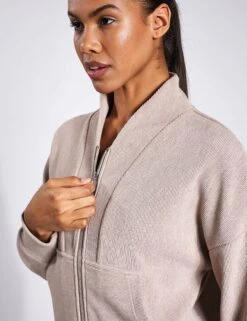 Varley Rosanne Zip Through Sweat - Taupe Marl -The Sports Edit Store Varley Rosanne Zip Through Sweat VAR01350 Taupe Marl 0019