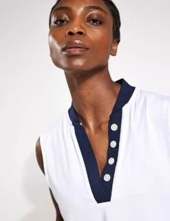 Varley Shelby Performance Tank - White/Blue Nights -The Sports Edit Store Varley Shelby performance tank VAR02009 WHI White blue nights 0027