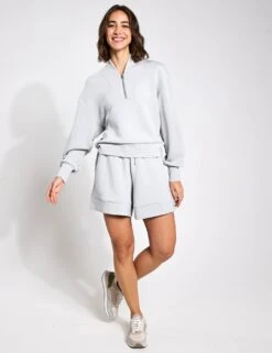 Varley Alder High Waisted Short 5" - Mirage Grey -The Sports Edit Store Varley Sweats Alder High Waisted Short 5 Mirage Grey 0001