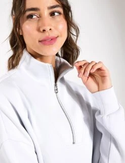 Varley Hawley Half Zip Sweat - Grey Dawn -The Sports Edit Store Varley hawley half zip sweat VAR01461 BLU Grey Dawn 0027