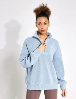 Varley Rhea Half-Zip Sweat - Ashley Blue 8 Varley Rhea Half-Zip Sweat - Ashley Blue -The Sports Edit Store Varley rhea half zip sweat VAR01711 BLU ashley blue 0015
