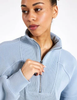 Varley Rhea Half-Zip Sweat - Ashley Blue 9 Varley Rhea Half-Zip Sweat - Ashley Blue -The Sports Edit Store Varley rhea half zip sweat VAR01711 BLU ashley blue 0024