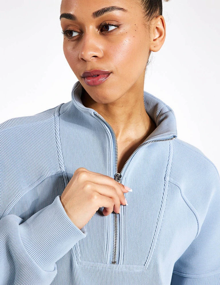 Varley Rhea Half-Zip Sweat - Ashley Blue 6 Varley Rhea Half-Zip Sweat - Ashley Blue - Image 4
