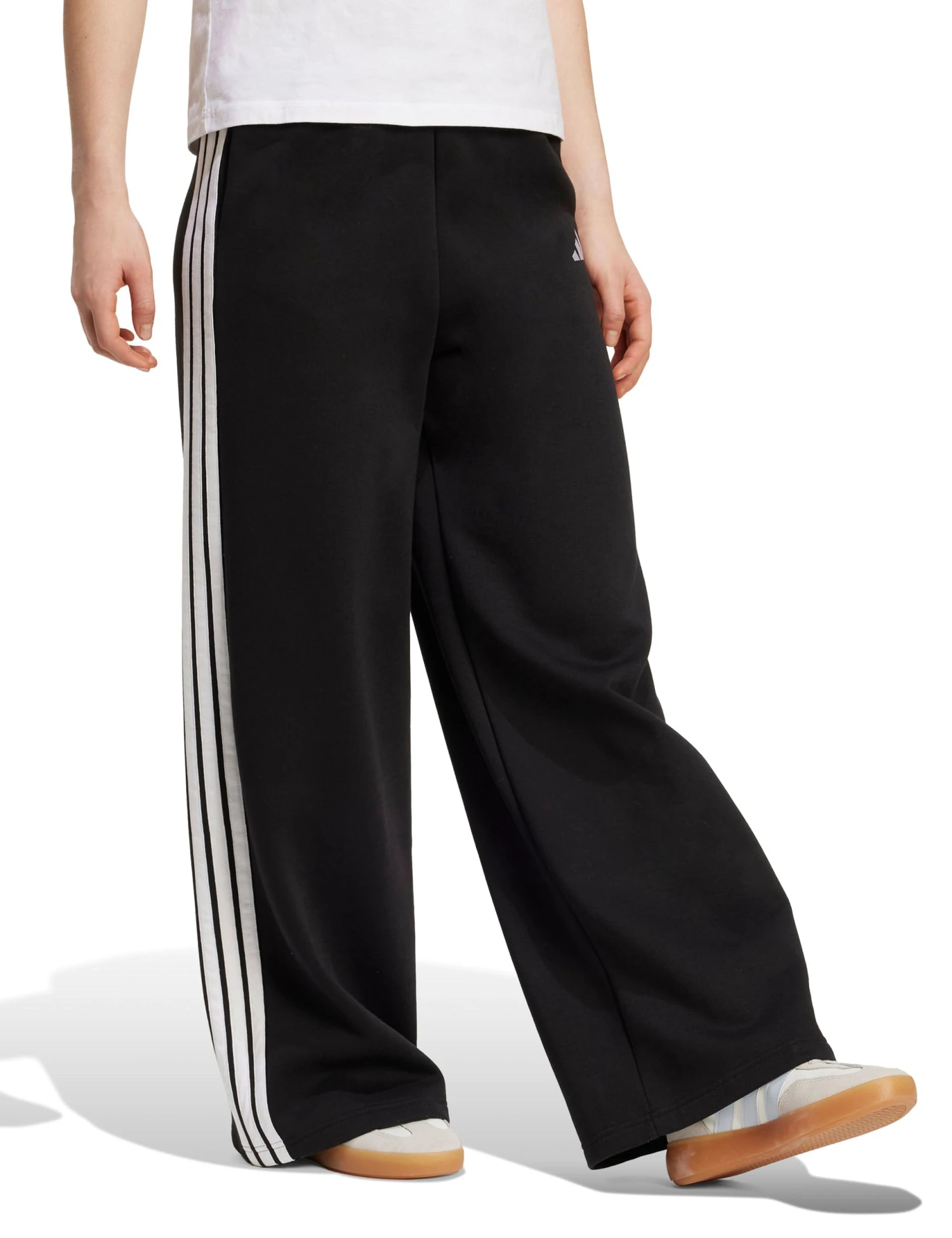 ADIDAS 3-Stripes Fleece Wide Pant - Black 7 ADIDAS 3-Stripes Fleece Wide Pant - Black - Image 5