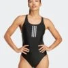 ADIDAS 3-Stripes Graphic V-Back Swimsuit - Black -The Sports Edit Store adidas 3 stripes graphic v back swimsuit black it3203 1
