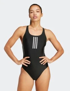 ADIDAS 3-Stripes Graphic V-Back Swimsuit - Black