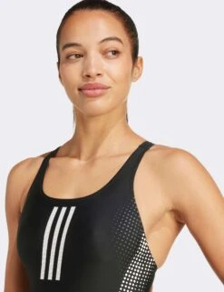 ADIDAS 3-Stripes Graphic V-Back Swimsuit - Black -The Sports Edit Store adidas 3 stripes graphic v back swimsuit black it3203 4