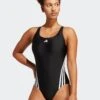 ADIDAS 3-Stripes Swimsuit - Black/White -The Sports Edit Store adidas 3 stripes swimsuit black white ib5986 1